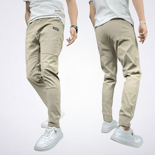Tomaso - Pantalones cargo elásticos premium color Beige | Martina Valero