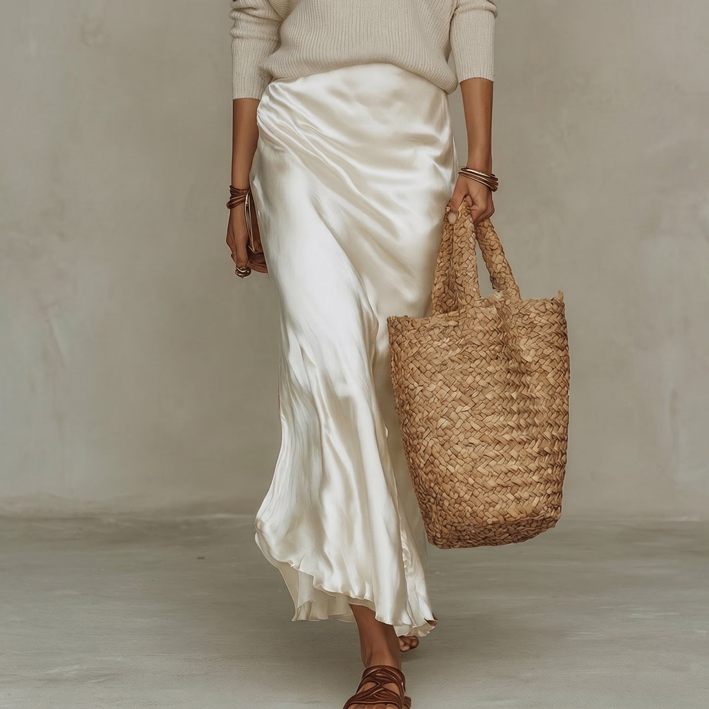 Elena | Vestido midi satinado con jersey incluido