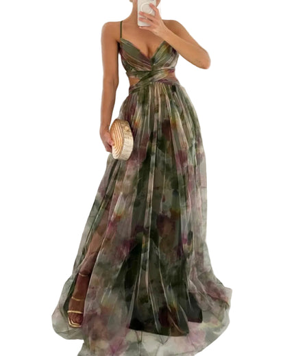 Giselle | Encantador vestido largo con estampado floral