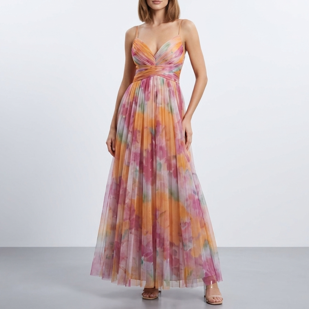 Giselle | Encantador vestido largo con estampado floral