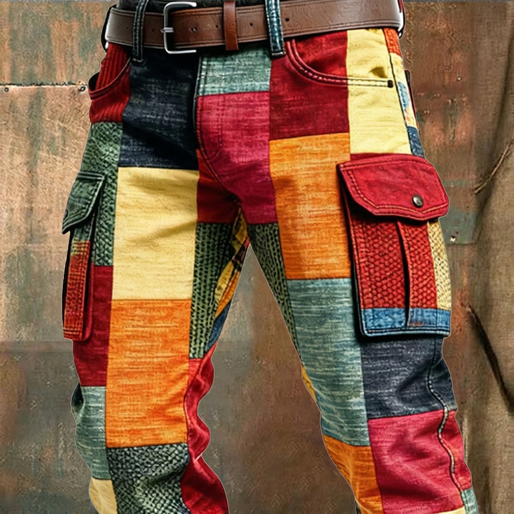 Evan - Pantalones cargo de patchwork para hombre - vista 3 | Martina Valero