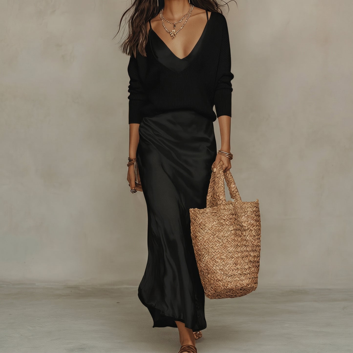 Elena | Vestido midi satinado con jersey incluido